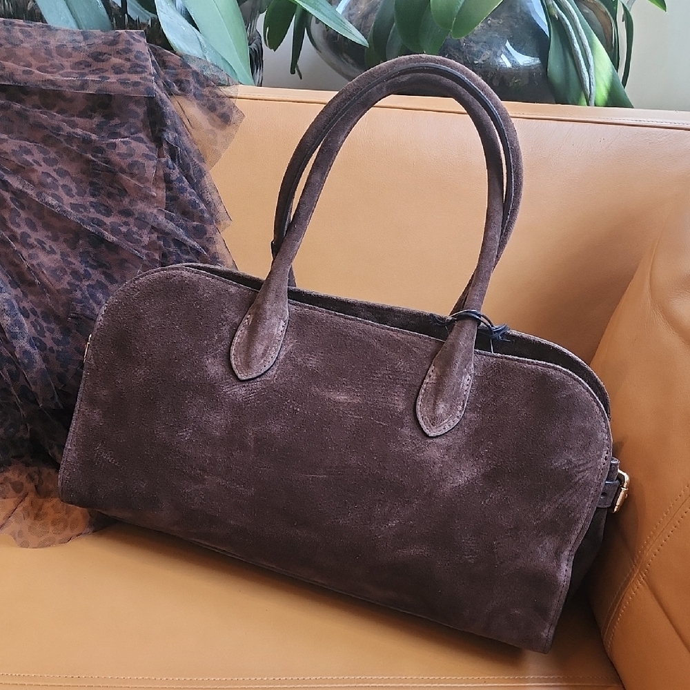 Elegant Brown Suede Handbag